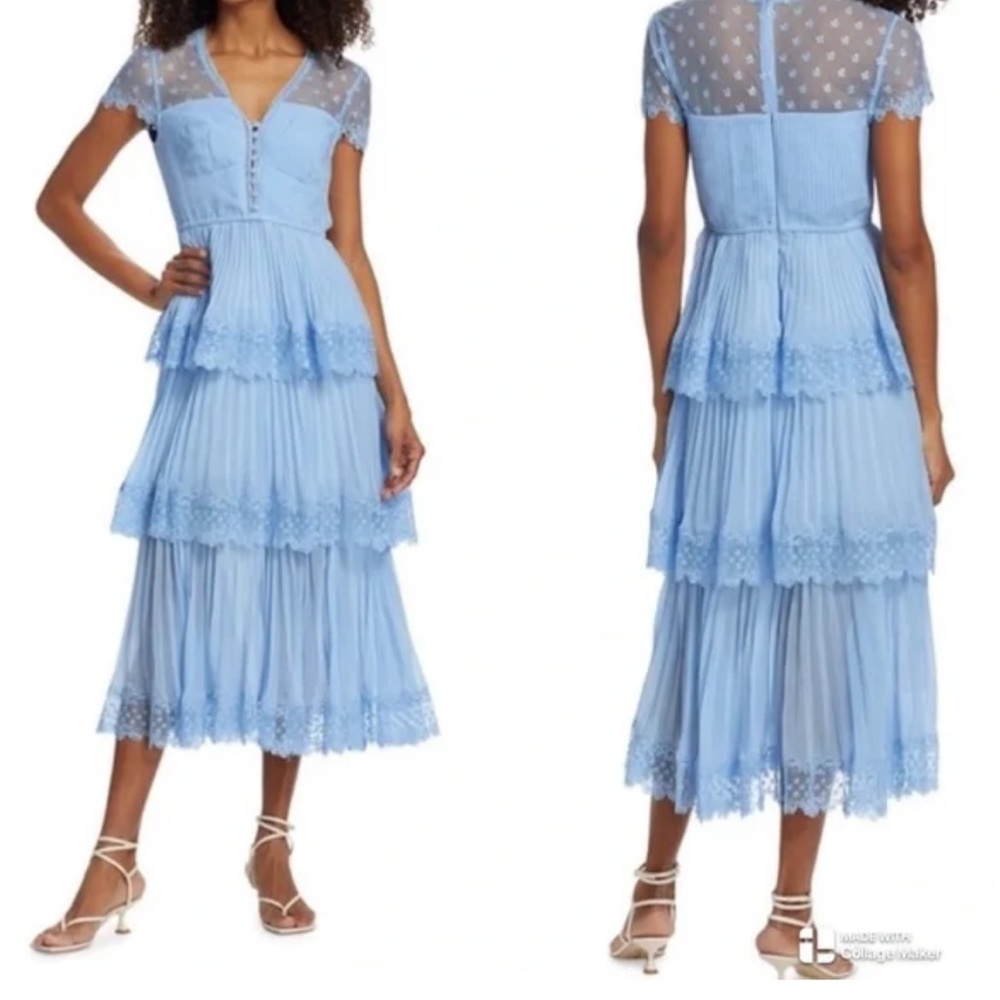 Self Portrait Tiered Midi Dress, size 4 (US)